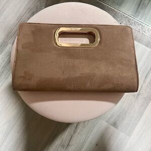 Elegant Tan Suede Clutch